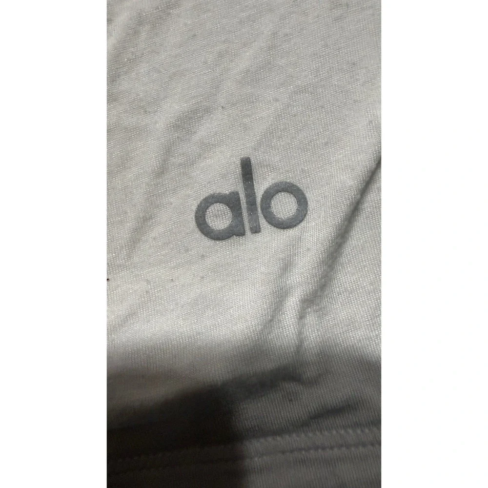 Alo Yoga Womens White Short Sleeve Relaxed Fit Crew Neck Activewear T-Shirt S